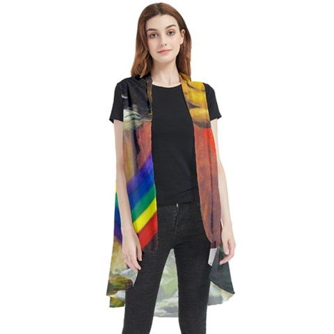 Rainbow Color Sleeveless Chiffon Waistcoat Shirt by uniart180623