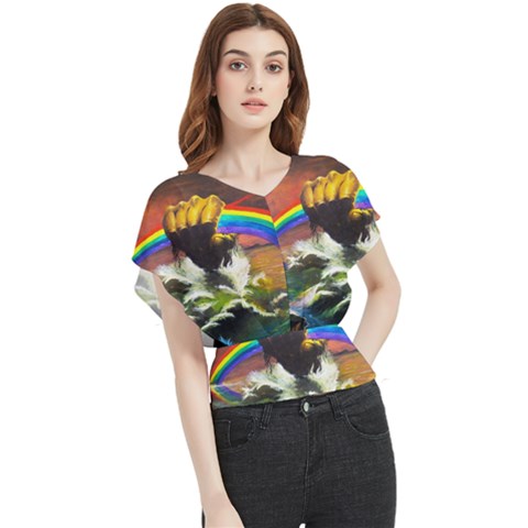 Rainbow Color Butterfly Chiffon Blouse by uniart180623