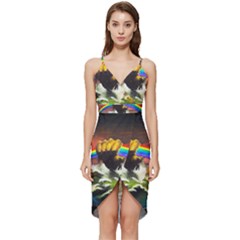 Rainbow Color Wrap Frill Dress by uniart180623