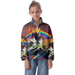 Rainbow Color Kids  Half Zip Hoodie by uniart180623