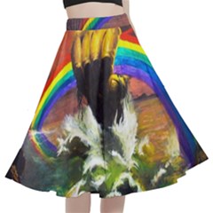 Rainbow Color A-line Full Circle Midi Skirt With Pocket by uniart180623