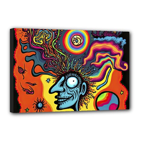 Hippie Rainbow Psychedelic Colorful Canvas 18  X 12  (stretched) by uniart180623