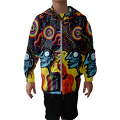 Hippie Rainbow Psychedelic Colorful Kids  Hooded Windbreaker by uniart180623