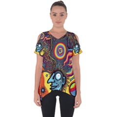 Hippie Rainbow Psychedelic Colorful Cut Out Side Drop Tee by uniart180623