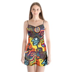 Hippie Rainbow Psychedelic Colorful Satin Pajamas Set by uniart180623