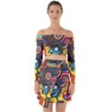 Hippie Rainbow Psychedelic Colorful Off Shoulder Top with Skirt Set View1