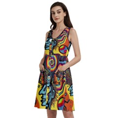 Hippie Rainbow Psychedelic Colorful Sleeveless Dress With Pocket by uniart180623