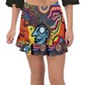 Hippie Rainbow Psychedelic Colorful Fishtail Mini Chiffon Skirt View1