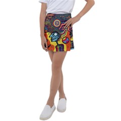 Hippie Rainbow Psychedelic Colorful Kids  Tennis Skirt by uniart180623