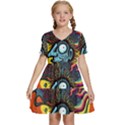 Hippie Rainbow Psychedelic Colorful Kids  Short Sleeve Tiered Mini Dress View1