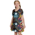 Hippie Rainbow Psychedelic Colorful Kids  Short Sleeve Tiered Mini Dress View2