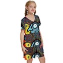 Hippie Rainbow Psychedelic Colorful Kids  Short Sleeve Tiered Mini Dress View3