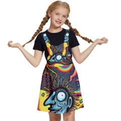 Hippie Rainbow Psychedelic Colorful Kids  Apron Dress by uniart180623