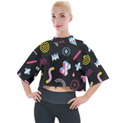 Memphis Design Seamless Pattern Mock Neck Tee by uniart180623