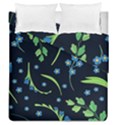 Abstract Wild Flowers Dark Blue Background Blue Flower Blossom Flat Retro Seamless Pattern Daisy Duvet Cover Double Side (Queen Size) View2