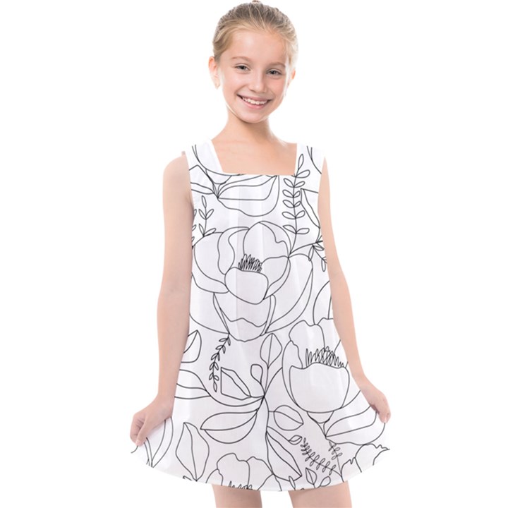 Contemporary-nature-seamless-pattern Kids  Cross Back Dress