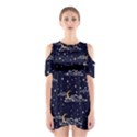 Hand-drawn-scratch-style-night-sky-with-moon-cloud-space-among-stars-seamless-pattern-vector-design- Shoulder Cutout One Piece Dress View1