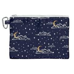 Hand-drawn-scratch-style-night-sky-with-moon-cloud-space-among-stars-seamless-pattern-vector-design- Canvas Cosmetic Bag (xl) by uniart180623