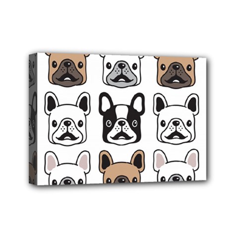 Dog-french-bulldog-seamless-pattern-face-head Mini Canvas 7  X 5  (stretched)