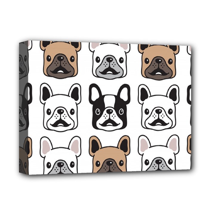 Dog-french-bulldog-seamless-pattern-face-head Deluxe Canvas 16  x 12  (Stretched) 