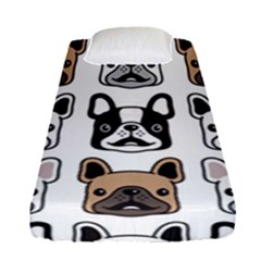 Dog-french-bulldog-seamless-pattern-face-head Fitted Sheet (single Size) by uniart180623