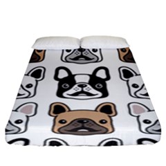 Dog-french-bulldog-seamless-pattern-face-head Fitted Sheet (king Size) by uniart180623