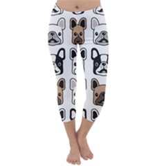 Dog-french-bulldog-seamless-pattern-face-head Capri Winter Leggings  by uniart180623