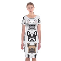 Dog-french-bulldog-seamless-pattern-face-head Classic Short Sleeve Midi Dress by uniart180623