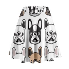 Dog-french-bulldog-seamless-pattern-face-head High Waist Skirt by uniart180623