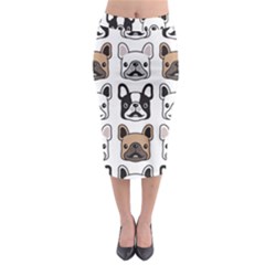 Dog-french-bulldog-seamless-pattern-face-head Midi Pencil Skirt by uniart180623