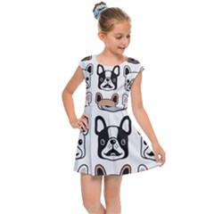 Dog-french-bulldog-seamless-pattern-face-head Kids  Cap Sleeve Dress by uniart180623