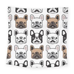 Dog-french-bulldog-seamless-pattern-face-head Square Tapestry (large) by uniart180623