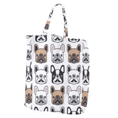 Dog-french-bulldog-seamless-pattern-face-head Giant Grocery Tote by uniart180623