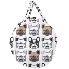 Dog-french-bulldog-seamless-pattern-face-head Giant Round Zipper Tote by uniart180623