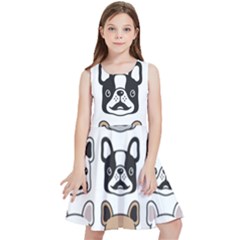 Dog-french-bulldog-seamless-pattern-face-head Kids  Skater Dress by uniart180623