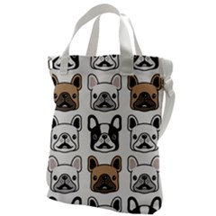 Dog-french-bulldog-seamless-pattern-face-head Canvas Messenger Bag by uniart180623