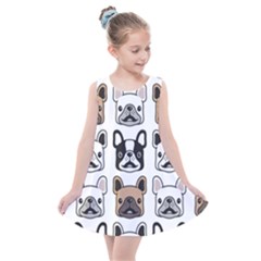 Dog-french-bulldog-seamless-pattern-face-head Kids  Summer Dress by uniart180623