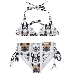 Dog-french-bulldog-seamless-pattern-face-head Kids  Classic Bikini Set by uniart180623