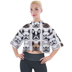 Dog-french-bulldog-seamless-pattern-face-head Mock Neck Tee by uniart180623