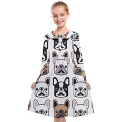 Dog-french-bulldog-seamless-pattern-face-head Kids  Midi Sailor Dress by uniart180623