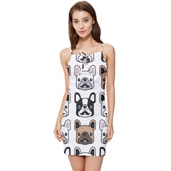 Dog-french-bulldog-seamless-pattern-face-head Summer Tie Front Dress by uniart180623