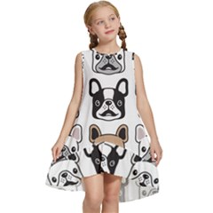 Dog-french-bulldog-seamless-pattern-face-head Kids  Frill Swing Dress by uniart180623