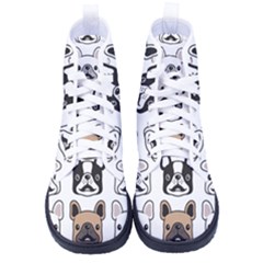 Dog-french-bulldog-seamless-pattern-face-head Women s High-top Canvas Sneakers by uniart180623