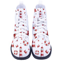 Nautical-seamless-pattern Women s High-top Canvas Sneakers