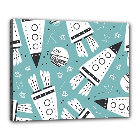 Cute-seamless-pattern-with-rocket-planets-stars Canvas 20  X 16  (stretched) by uniart180623