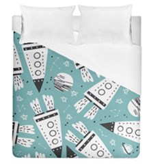 Cute-seamless-pattern-with-rocket-planets-stars Duvet Cover (queen Size) by uniart180623