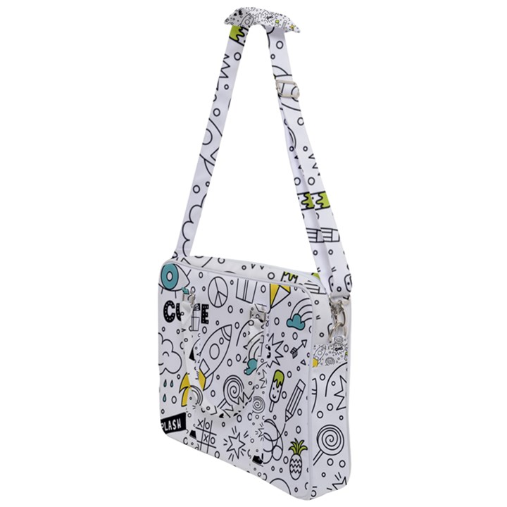 Set-cute-colorful-doodle-hand-drawing Cross Body Office Bag