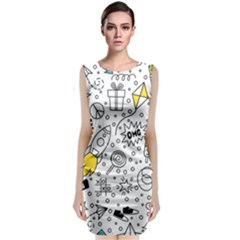 Set-cute-colorful-doodle-hand-drawing Sleeveless Velvet Midi Dress by uniart180623