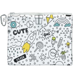 Set-cute-colorful-doodle-hand-drawing Canvas Cosmetic Bag (xxxl) by uniart180623