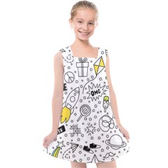 Set-cute-colorful-doodle-hand-drawing Kids  Cross Back Dress by uniart180623